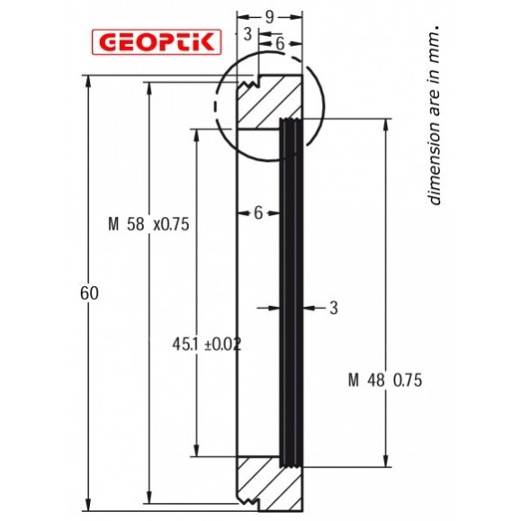 Geoptik Adaptateur pour filtres 2" pour objectifs 58 mm