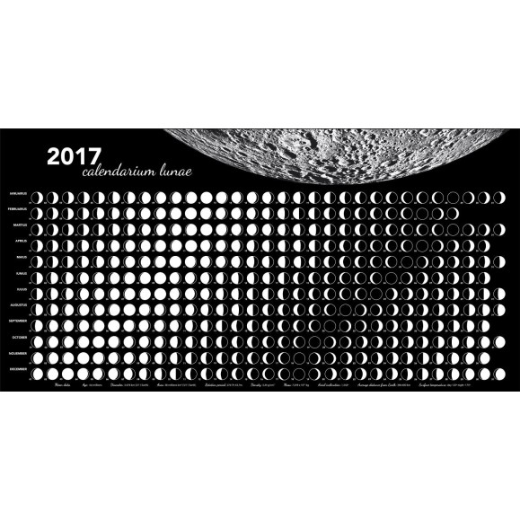 Affiche luminescente du calendrier lunaire 2017. Briller dans le noir