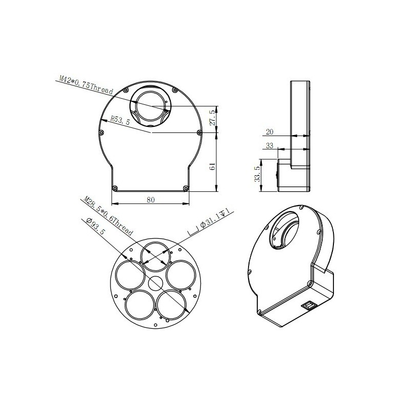 ZWO Roue filtrante EFW-Mini 5x31.75... ZWO Roue filtrante EFW-Mini 5x31.75...