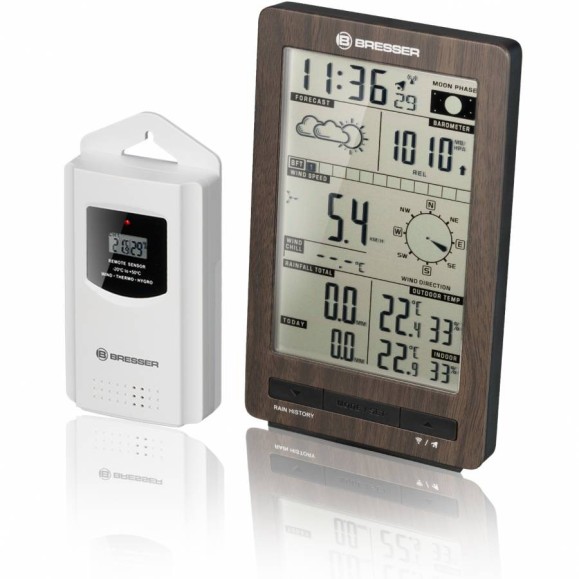 Centre météorologique BRESSER ClimaTemp FW avec aspect bois