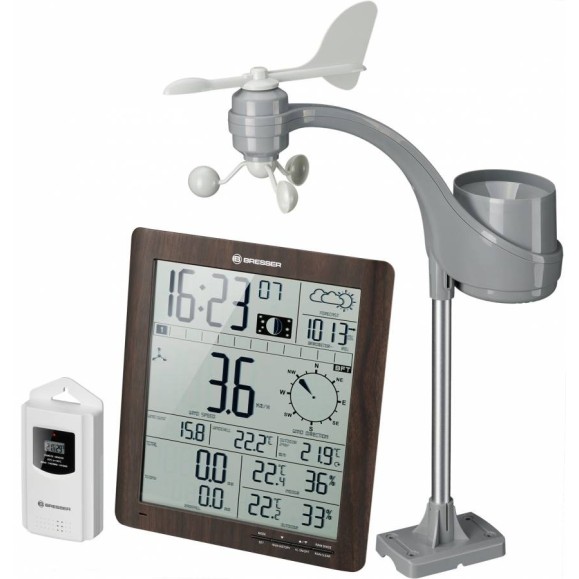 Centre météorologique BRESSER ClimaTemp XXL avec aspect bois