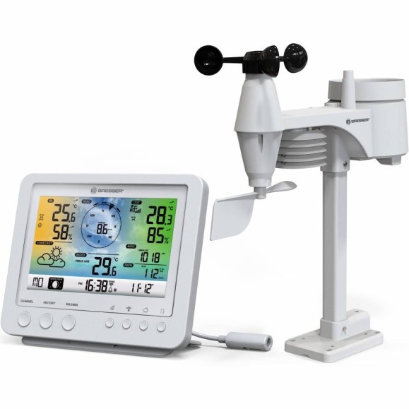 BRESSER Weather Centre white Professional Sensor 5-in-1 Wifi colour screen