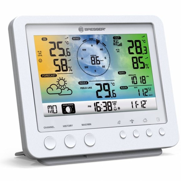 BRESSER Weather Centre white Professional Sensor 5-in-1 Wifi colour screen