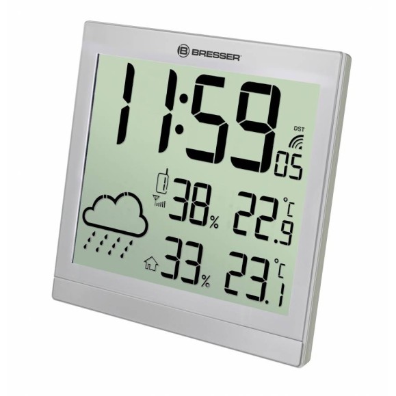 BRESSER TemeoTrend JC Réveil météo LCD argenté