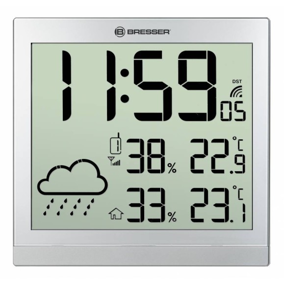BRESSER TemeoTrend JC Réveil météo LCD argenté