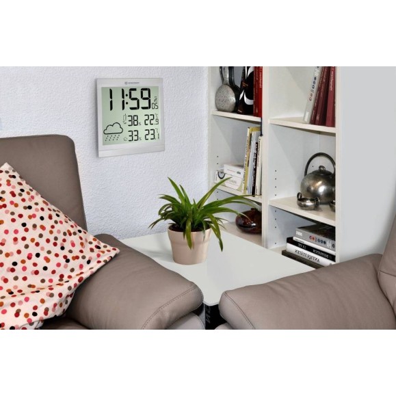 BRESSER TemeoTrend JC Réveil météo LCD argenté