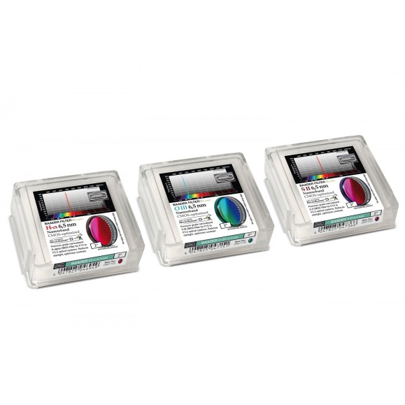 6.5nm Jeu de filtres à bande étroite Baader 2" optimisé pour CMOS (H-alpha / O-III / S-II)