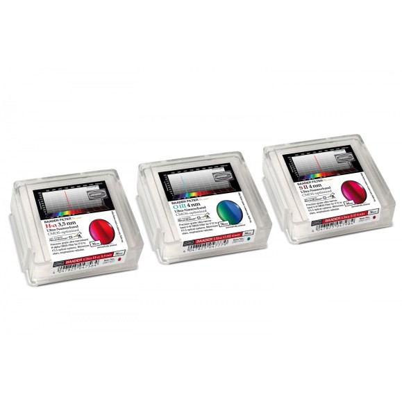 Jeu de 3 filtres à bande ultra étroite 36 mm - optimisés pour CMOS (H-alpha / O-III / S-II)