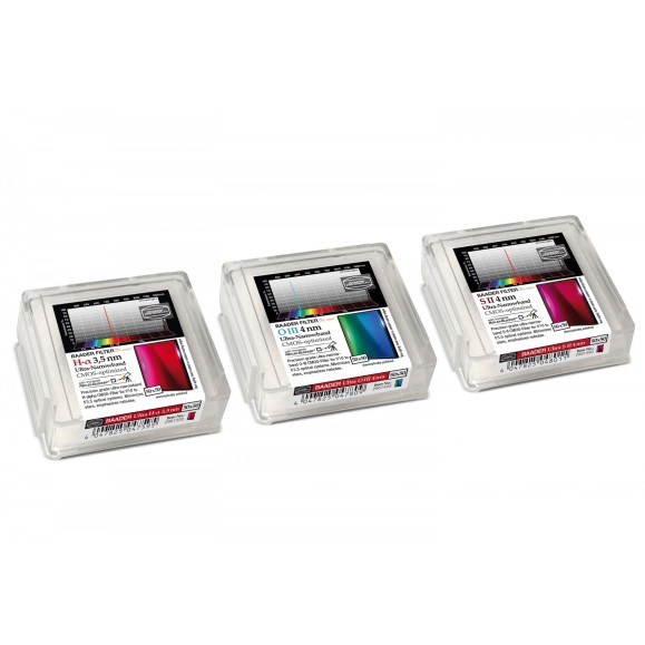 Jeu de 3 filtres à bande ultra étroite 50x50 mm - CMOS optimisé (H-alpha / O-III / S-II)