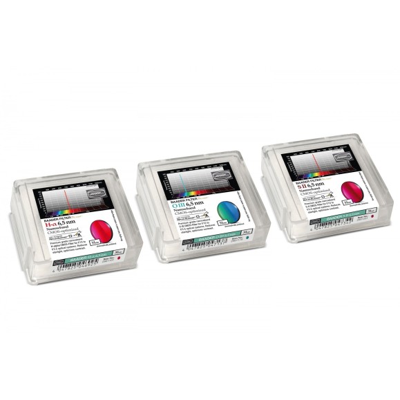 Jeu de 3 filtres à bande étroite Ø 31 mm 6,5 nm CMOS optimisé de Baader Planetarium
