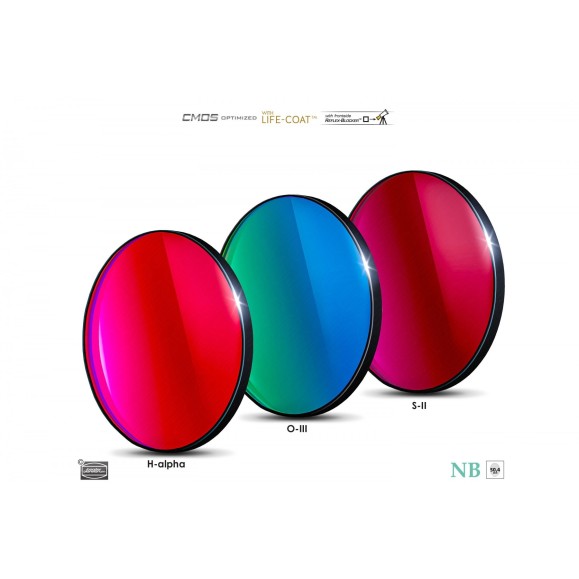 Jeu de 3 filtres à bande étroite Ø 50,4 mm 6,5 nm CMOS Optimisé de Baader Planetarium