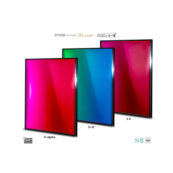 Jeu de 3 filtres à bande étroite 65x65 mm 6,5 nm CMOS Optimisé à partir de Baader Planetarium