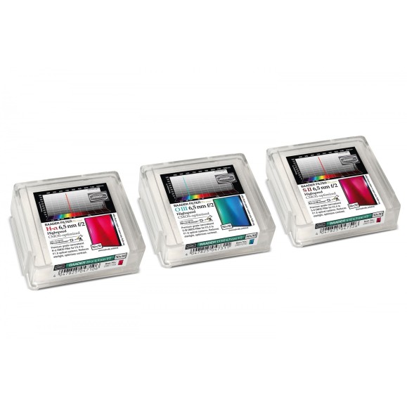6.5nm Jeu de filtres Baader Highspeed 50x50 mm optimisé pour CMOS (H-alpha / O-III / S-II)
