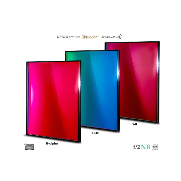 6.5nm Jeu de filtres Baader Highspeed 65x65 mm optimisé pour CMOS (H-alpha / O-III / S-II)
