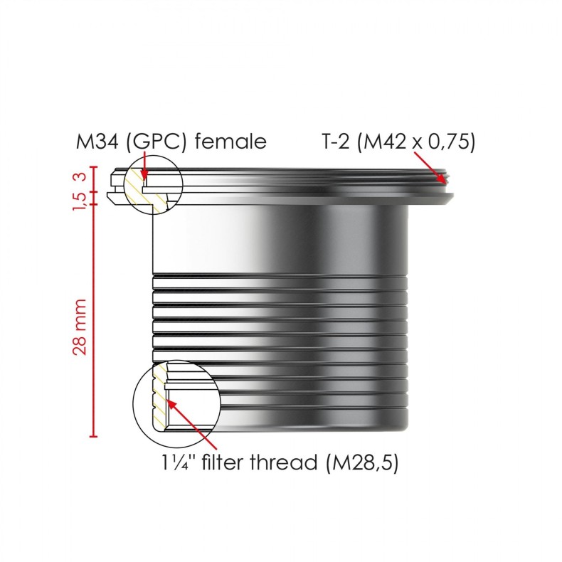 Adaptateur Baader 1¼" vers T-2 avec... Adaptateur Baader 1¼" vers T-2 avec...