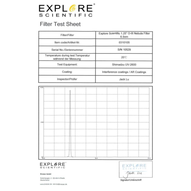 EXPLORE SCIENTIFIC Filtre à bande...