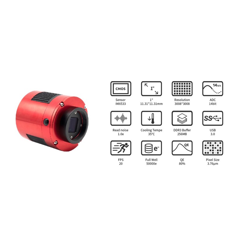 ZWO Caméra ASI533MC Pro caméra couleur ZWO Caméra ASI533MC Pro caméra couleur