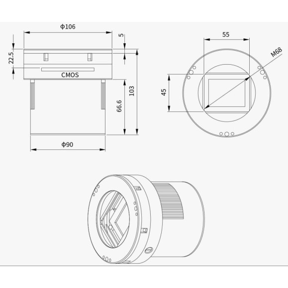 ZWO Caméra réfrigérée monochromatique ASI461MM-P