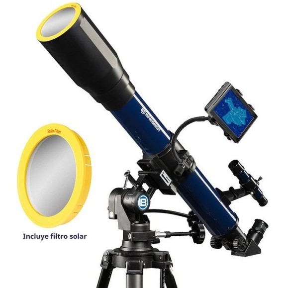 Bresser Télescope Skylux avec monture pour smartphone et filtre solaire