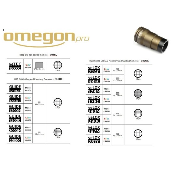 Omegon Caméra d'astronomie veLOX 290 M Mono