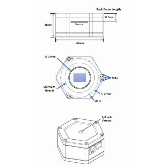 Player One Neptune C-II USB 3.0 Camera (IMX464) Couleur