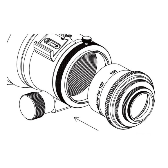 ZWO Réducteur d'aplatisseur 0,7x pour FF107 & FF130