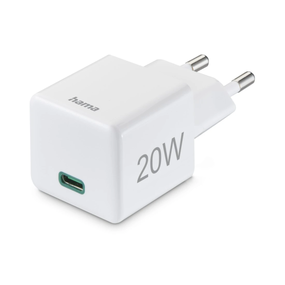 HAMAMini chargeur , USB-C, PD/Qualcomm®, charge rapide, 20 W, blanc