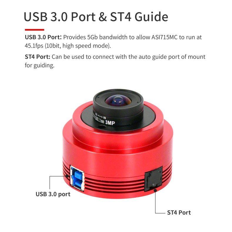 ZWO Caméra pour planétarium ASI715MC... ZWO Caméra pour planétarium ASI715MC...