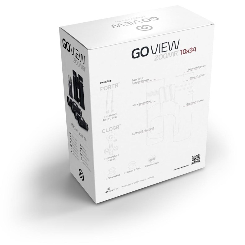 Jumelles GoView ZOOMR 10x34, rouge rubis