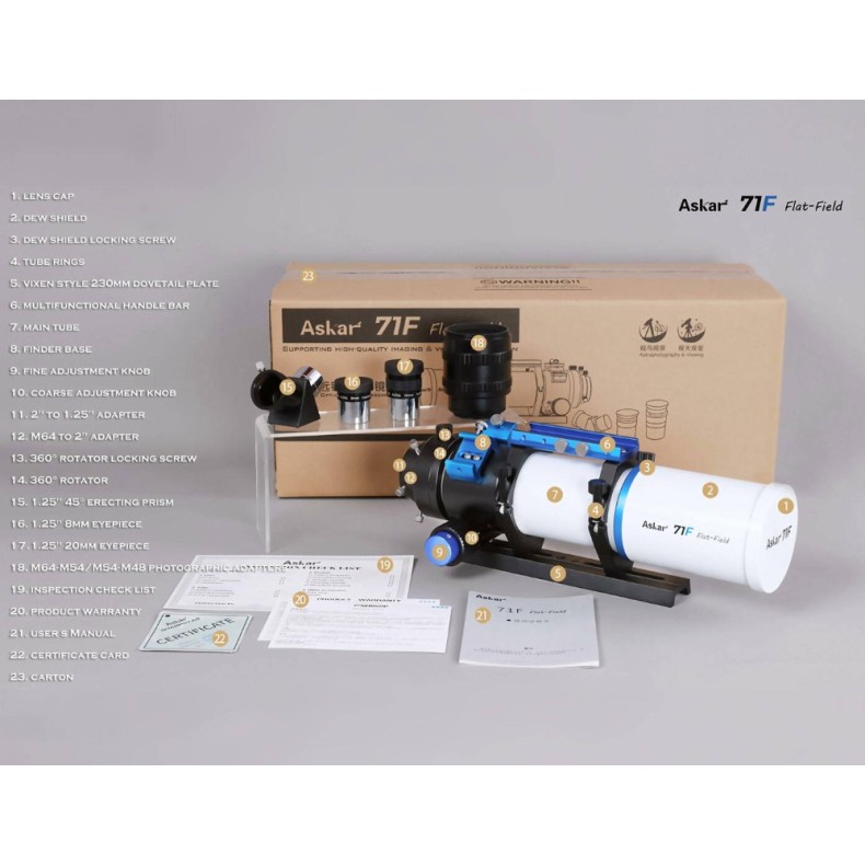 Askar 71F 71 mm f/6.9 Quadruple champ... Askar 71F 71 mm f/6.9 Quadruple champ...