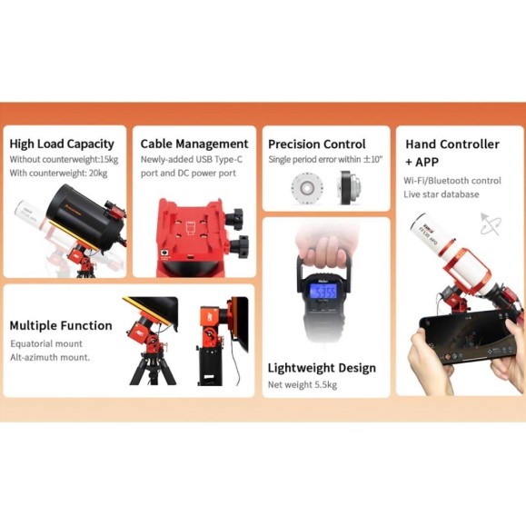 Monture équatoriale harmonique ZWO AM5N Gen.2