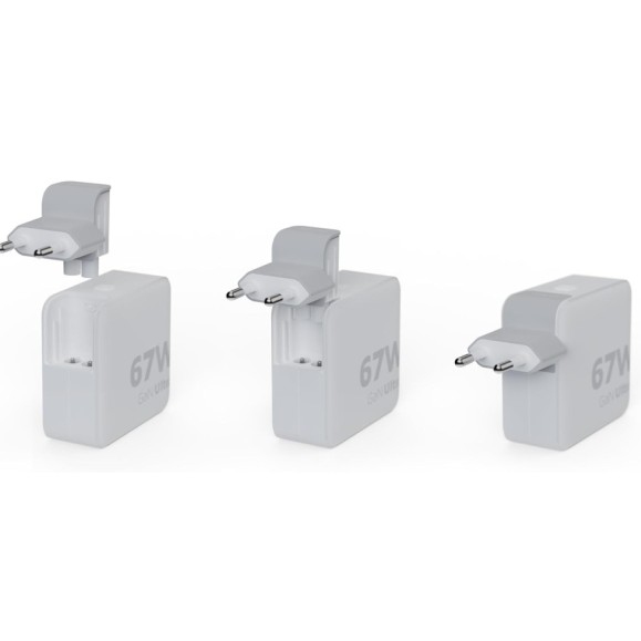 Chargeur de voyage + câble USB-C PD blanc XTORM 67w GaN Ultra 00225407, avec 2 ports USB-C