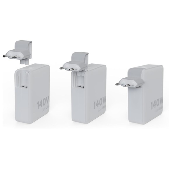 Chargeur de voyage + câble USB-C PD blanc XTORM 140w GaN Ultra, 4 ports