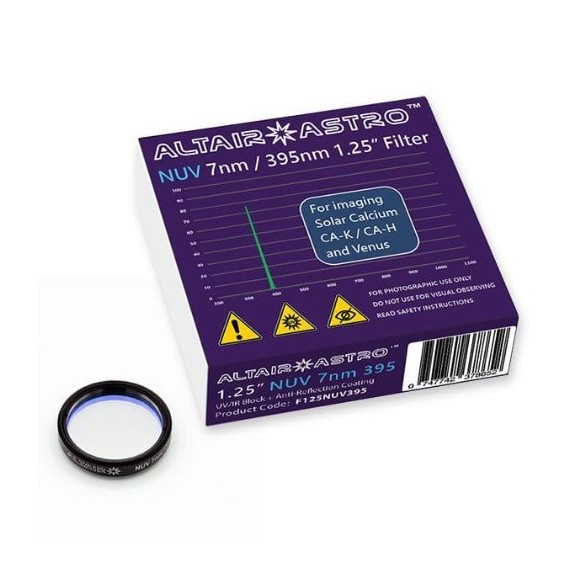 ALTAIR F125NUV395, 7nm, 1.25" filtre NUV - Calcium K-line et Vénus.