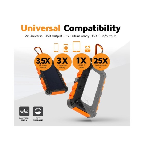 Chargeur solaire - XTORM Xtreme Solar Charger 10.000 Black/Orange