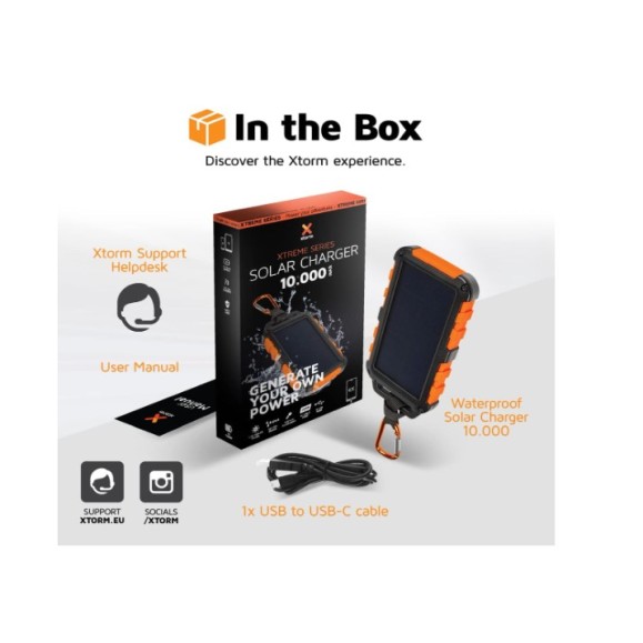 Chargeur solaire - XTORM Xtreme Solar Charger 10.000 Black/Orange