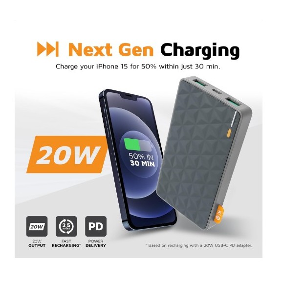 Powerbank - XTORM 20W Fuel Series Power pack 10.000 Gris/Orange