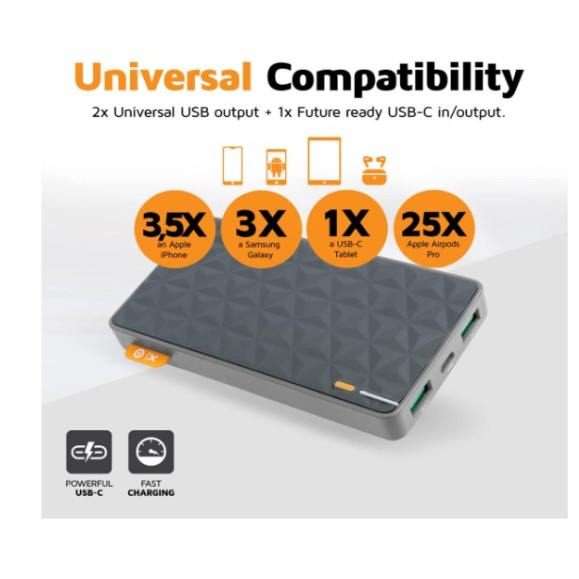 Powerbank - XTORM 20W Fuel Series Power pack 10.000 Gris/Orange