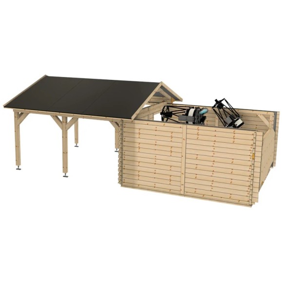 Observatoire à toit coulissant en bois Dôme Partie Modèle optique GreenLine MEGA-44 Configuration multi-télescopique