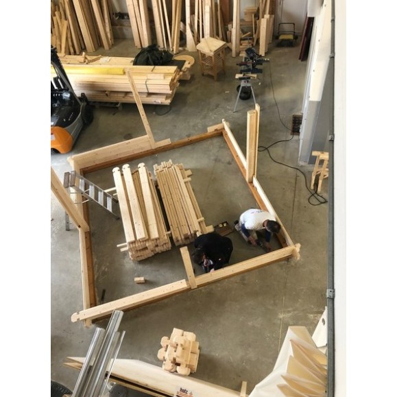 Observatoire à toit coulissant en bois Dôme Partie Modèle optique GreenLine MEGA-44 Configuration multi-télescopique