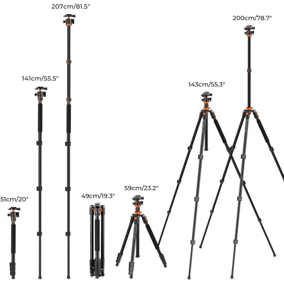 Camera Tripod 200cm Professional Aluminium Video Tripod with Monopod K&F