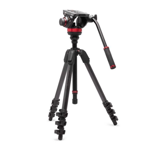 Trépied Manfrotto 055 Carbon avec tête vidéo fluide 502