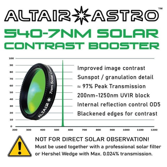 ALTAIR ASTRO 7nm - 540nm Continuous 1,25 V3" Solar Contrast Booster Filter (Contrast Booster)
