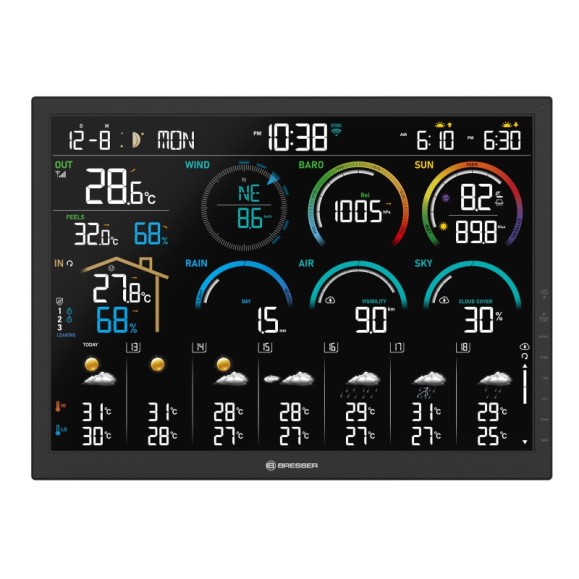 Station météo BRESSER 4CAST 18.5" Wi-Fi avec capteur 8 en 1