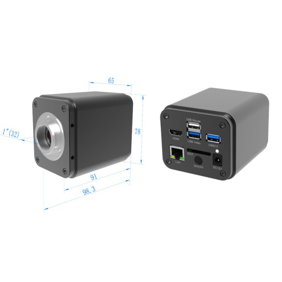 caméra ToupCam X8CAM4K 16MPA, couleur, CMOS, 1/1.1", 2.4 µm, 60 fps, 16 MP, HDMI/LAN/USB