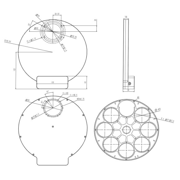 Flocon de neige 8 x 50 mm roue filtrante à profil bas WandererAstro