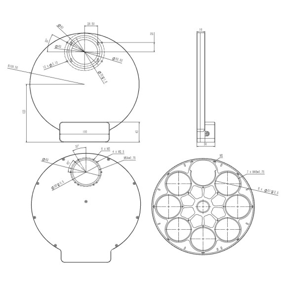 Roue filtrante flocon de neige 8 x 50,8mm (ou 50mm) WandererAstro