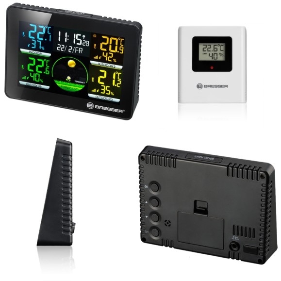 Termómetro/Higrómetro BRESSER Thermo Hygro Quadro NLX con 3 Sensores exteriores